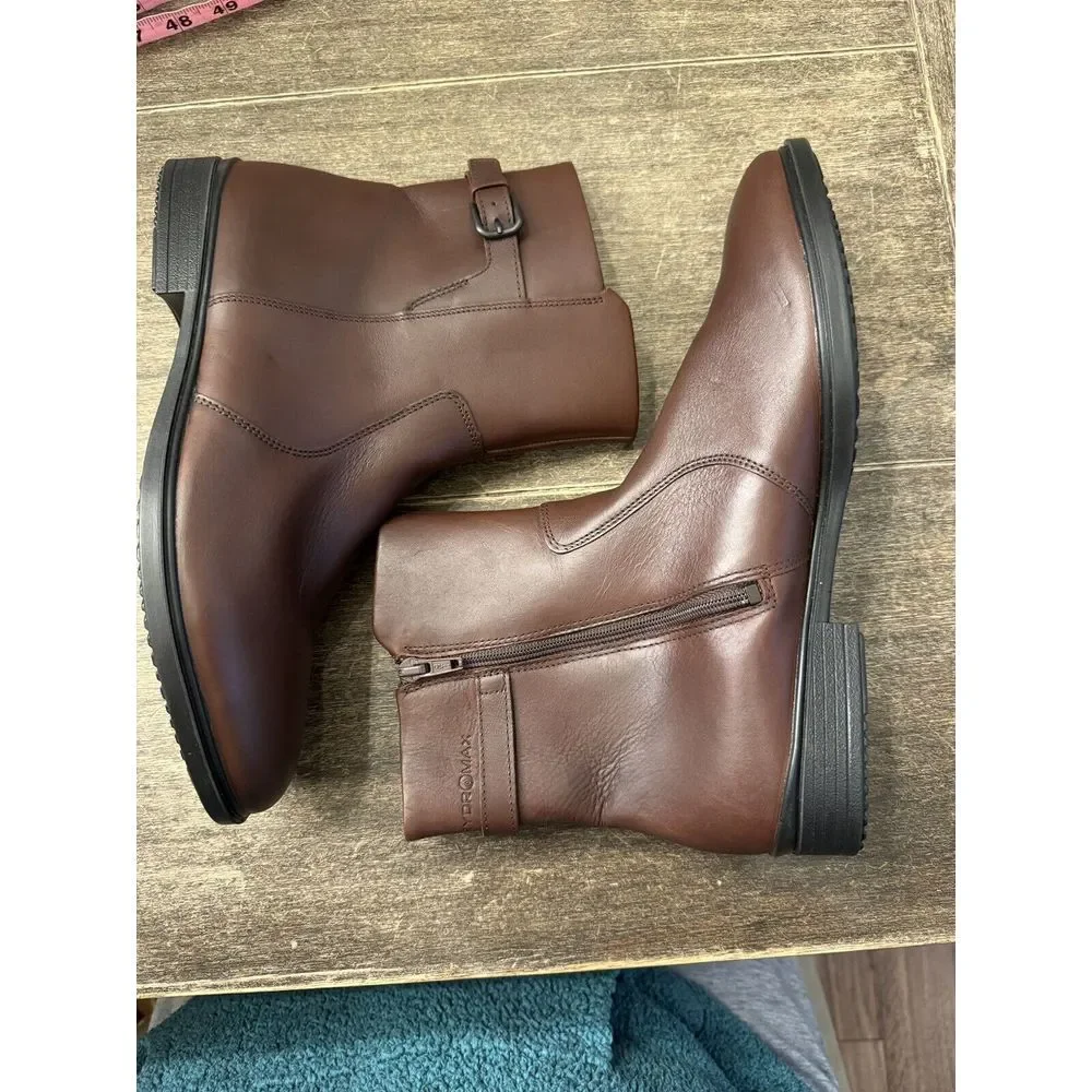 Women's ECCO Touch 15 Buckle Hydromax‎ Ankle Boot Mink Full Grain Leather 9.5